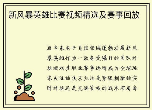 新风暴英雄比赛视频精选及赛事回放